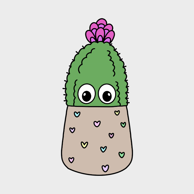 Cute Cactus Design #281: Cute Cactus In Dainty Heart Pot by DreamCactus