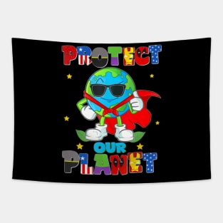 Protect Our Planet Cute Earthday Teacher Kids Tapestry