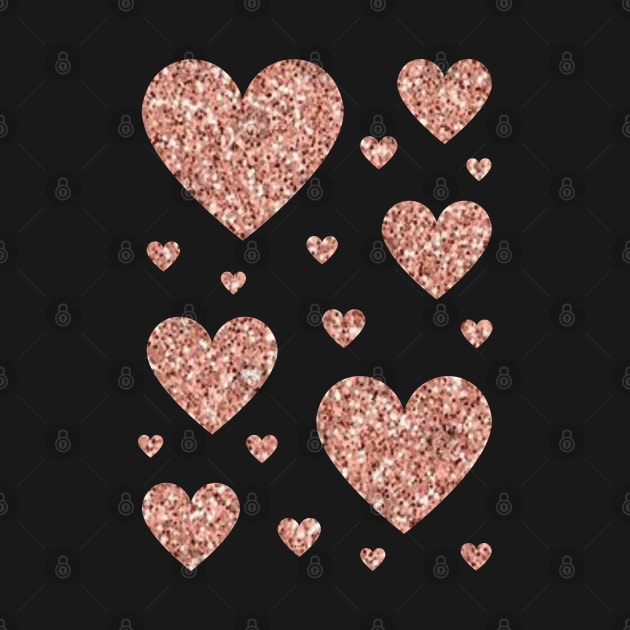 Dark Rose Gold Faux Glitter Hearts by Felicity-K