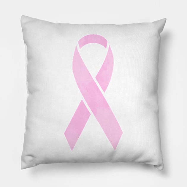 Pink Cancer Ribbon Pillow by Reeseworks