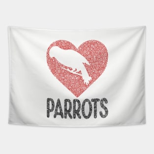 Distressed Parrot In Red Heart Circle Design Tapestry