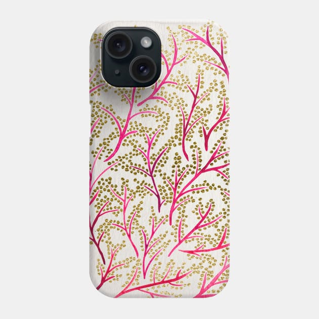 Pink Gold Branches Phone Case by CatCoq