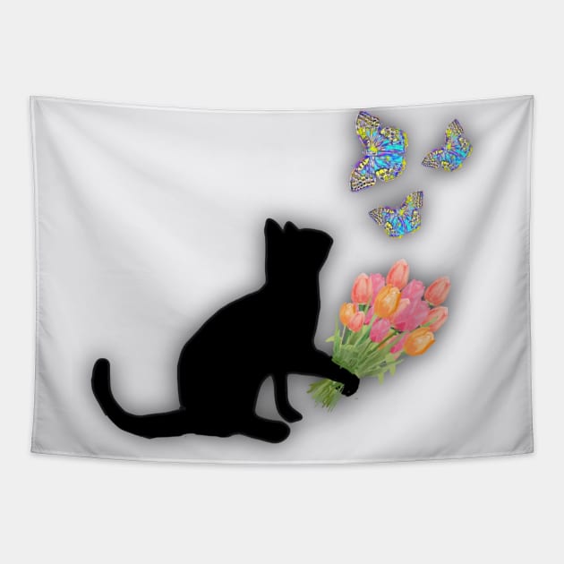 PEACE LOVING CAT Tapestry by sentha