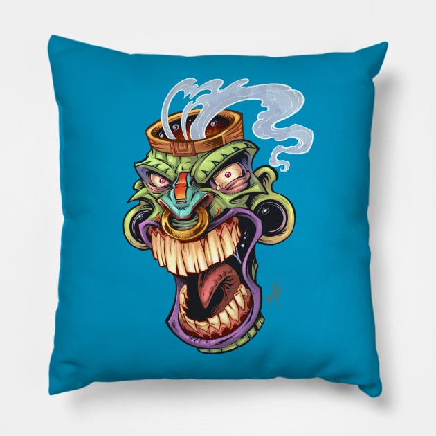 Tiki Head Pillow by FlylandDesigns