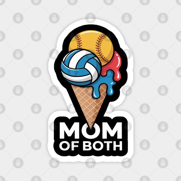 Softball Volleyball Mom Ice Cream Drip Summer Game Day Magnet by Ink Lines