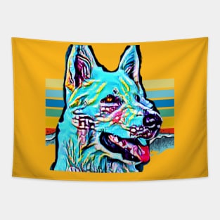 White Shepherd (turquoise artsy) Tapestry