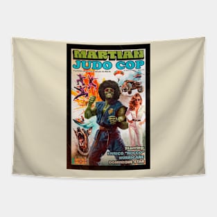 Martian Judo Cop, retro VHS design Tapestry