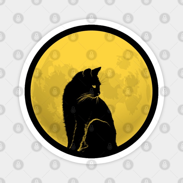 Black Cat and Full Moon Magnet by dentikanys