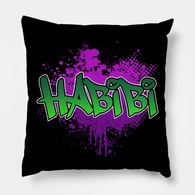 Habibi Graffiti Pillow by Sofiyyah Siyah