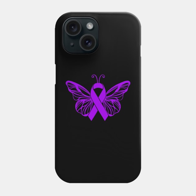 Awareness Ribbon Butterfly Purple Phone Case by CaitlynConnor