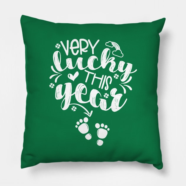 St Patrick's Day Pregnancy Announcement Very Lucky This Year Pillow by TheBlackCatprints