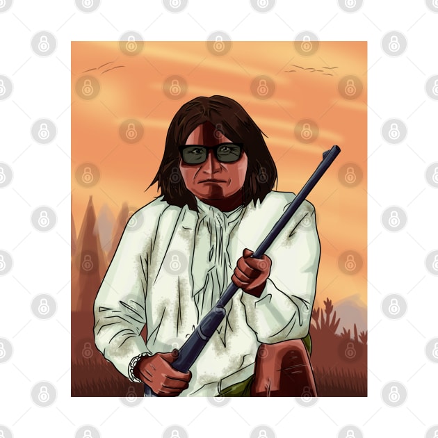 Native American Geronimo GTA Art Style with Background by Eyanosa