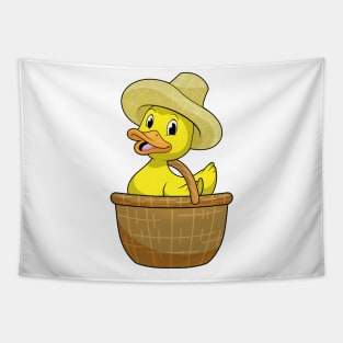 Duck as Farmer with Basket Tapestry