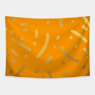 Orange Gold colored abstract lines pattern Tapestry