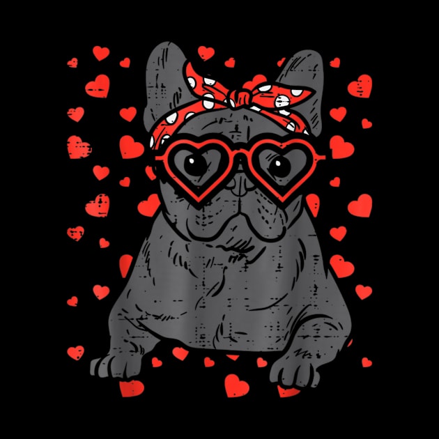 Frenchie French Bulldog Wearing Heart Glasses by Rojio