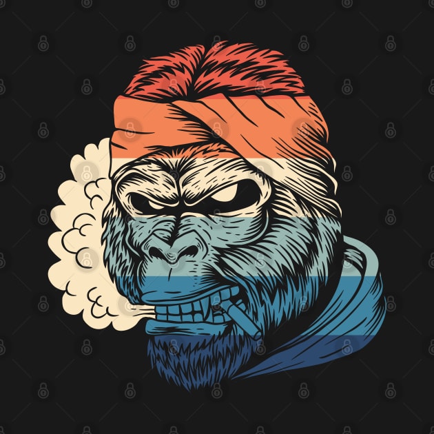 Vintage Bandana Gorilla Smoking by Dojaja