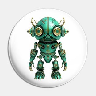 Steampunk Green Robot #2 Pin