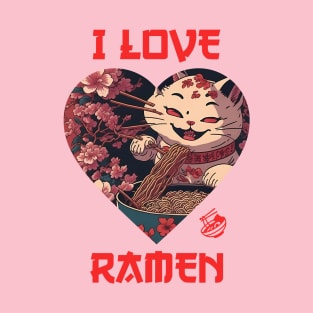 Meow Love Ramen Japanese Anime Graphic T-Shirt