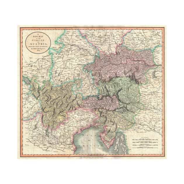 Vintage Map of Austria (1801) by Bravuramedia