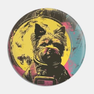Vintage and vivid yorkshire dog astronaut portrait Pin