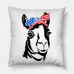 Llama Bandana American Flag Funny Patriotic USA Animal Pillow