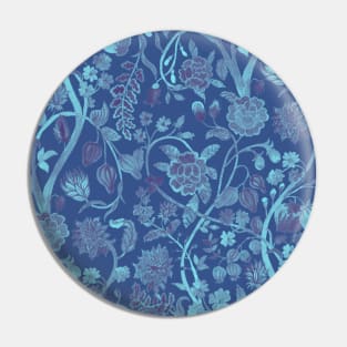 Chinese Denim Blue Floral Pattern - Hong Kong Summer Flowers Pin