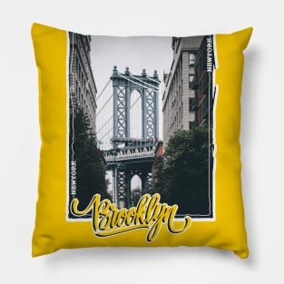 Brooklyn bridge / Typography (Cursive) Pillow