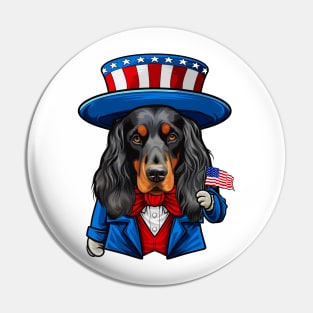 Funny 4th of July Gordon Setter Dog Pin