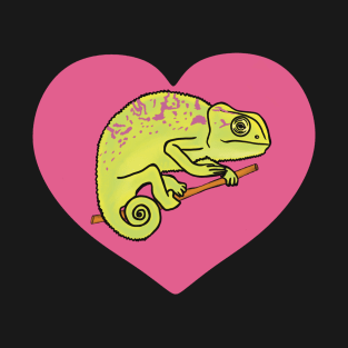 Pink Heart Colorful Chameleon for Chameleon Lovers T-Shirt