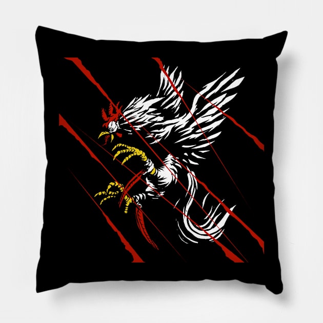 Rooster Rampage Pillow by Art_of_Kolo