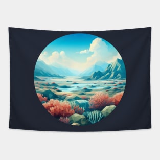 Coral Reef Low Poly Beach Tapestry