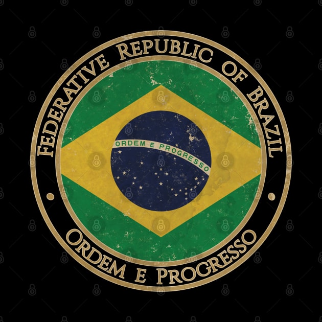 Vintage Federative Republic of Brazil USA South America United States Flag by DragonXX