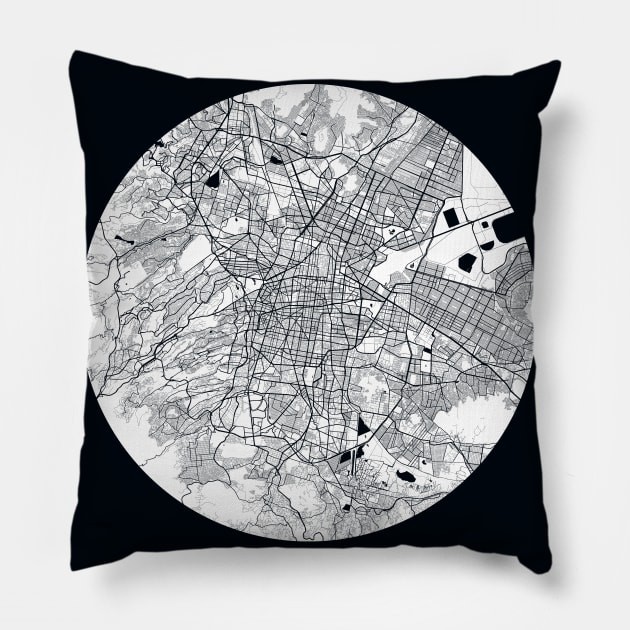 Mexico City Map - Full Moon Pillow by deMAP Studio