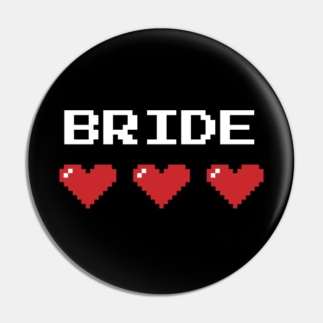 Bride Pixel Heart Pin by fishbiscuit