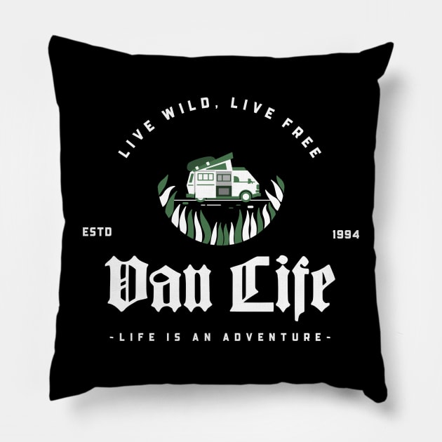 Live Wild, Live Free - Van Life Pillow by CarlsenOP