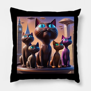 Chocolate Cats In Futuristic London Pillow