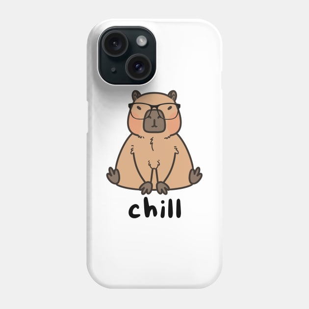 Chill Capybara Wearing Glasses Phone Case by Art by Biyan