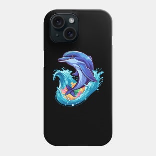 smiling dolphin leaping out of the water Phone Case