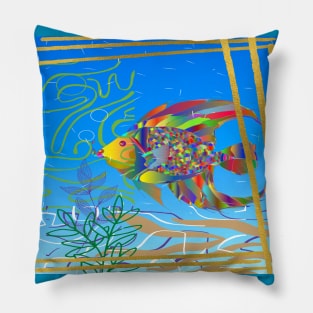 bright rainbow fish in clear water. Pillow
