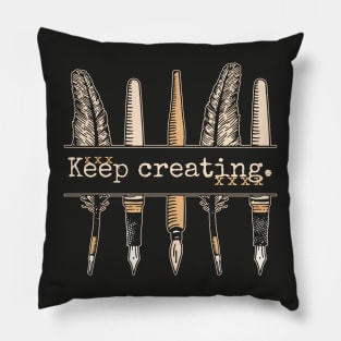 Keep Creating // Vintage Writing Pens and Quills Pillow