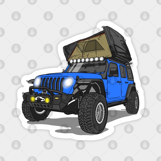 Jeep Wrangler Camp Time- Blue Magnet by 4x4 Sketch