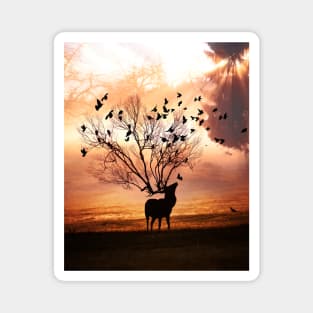 Sunset Deer Magnet