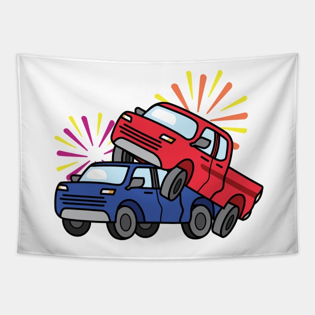 Two Trucks Tapestry by kaelabp