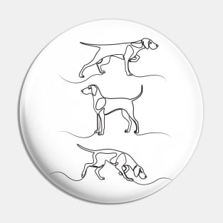 Continuous Line Weimaraners (Black and White) Pin