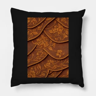 Brown Ornamental Leather Patches, natural and ecological leather print #59 Pillow