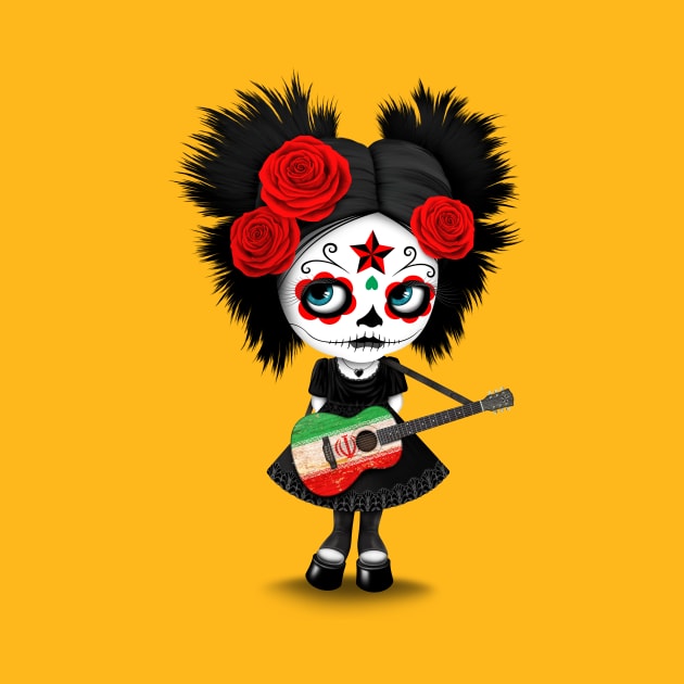 Sugar Skull Girl Playing Iranian Flag Guitar by jeffbartels