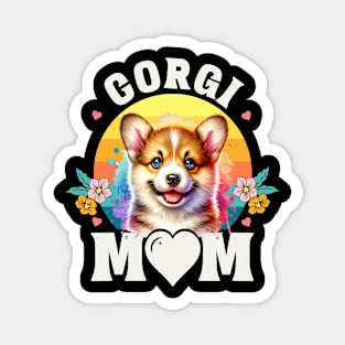 Colorful Corgi Mom Retro Sunset Dog Lover Mother's Day Magnet