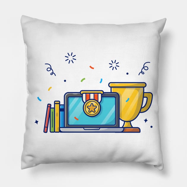 Gold trophy cartoon Pillow by Catalyst Labs