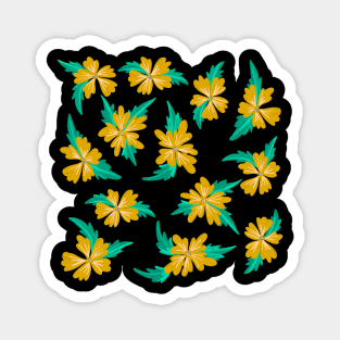 Black yellow flowers Magnet