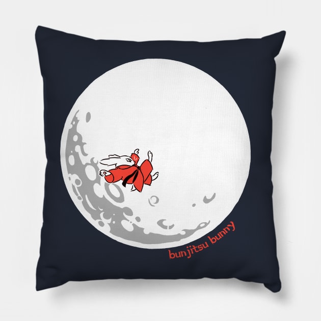 Bunjitsu Bunny Jumps to the Moon! Pillow by John Himmelman